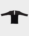 BASERANGE France organic cotton 25 early spring lace stitching long-sleeved T-shirt BAS-TONLS-LA-SU25-BLACK